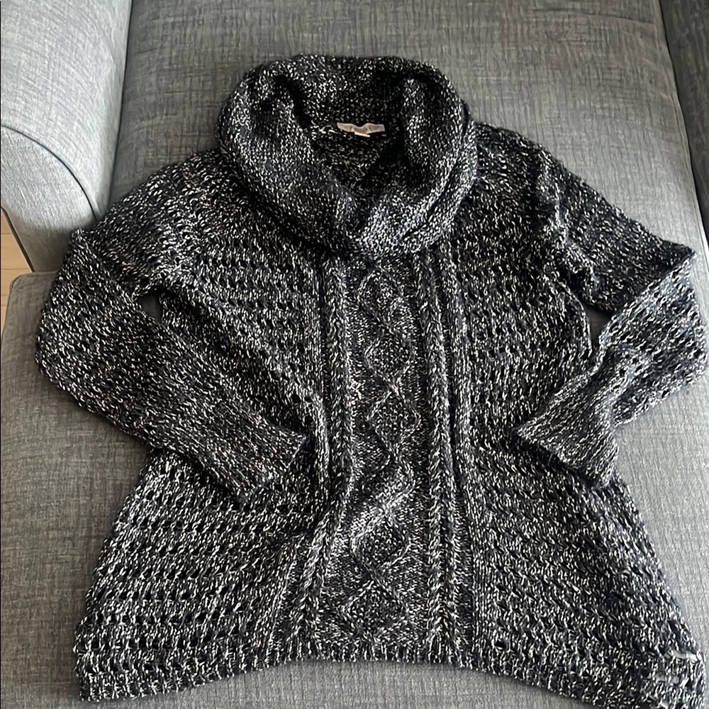Nine West Tan and Black Cowl Neck Sweater with Chunky Knit